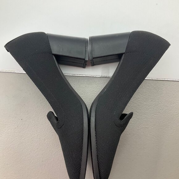 Adrienne Vittadini 9 Britanny Black Heeled Knit Loafers Minimalist Old Money - Picture 7 of 14